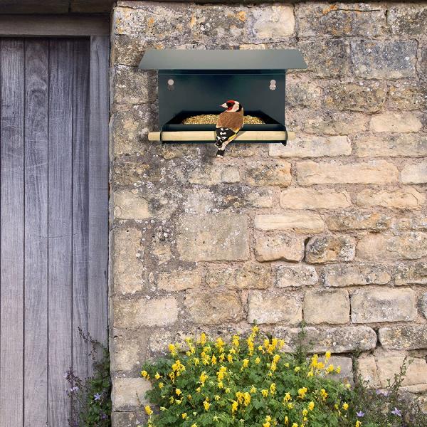 Покрытие дождя крыша птица дом рама Стенный сад шкафчик птицекормник в черной стали