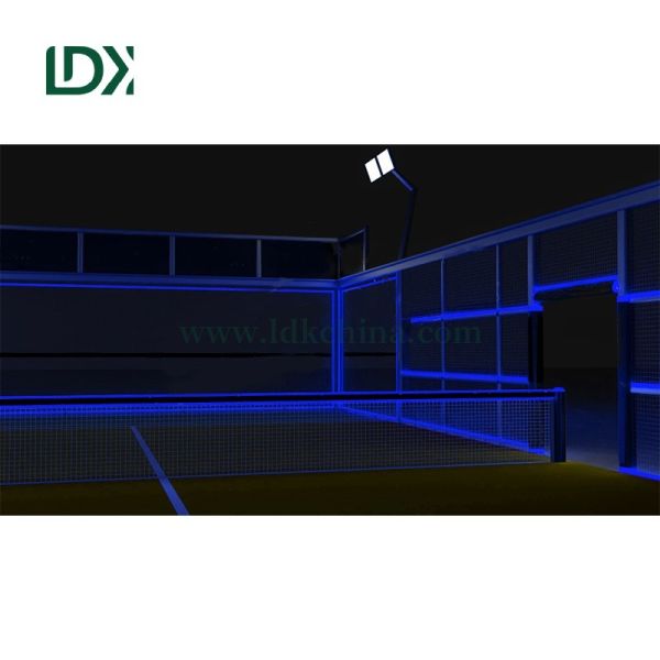 Recyclable Glowing Padel Court Eco Materials Energy Saving LEDs Enjoy All Weather Green Athletics