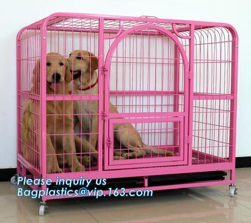 wholesale heavy duty stainless steel dog cage , large double foldable dog kennel, Vet Cage Bank Pet Cages Round Cornered