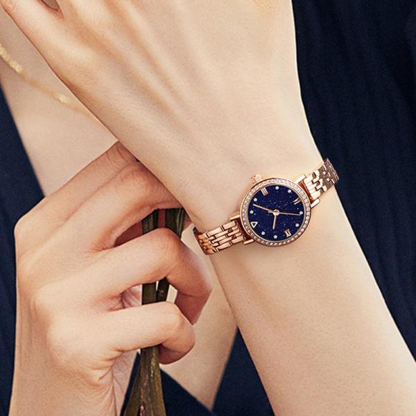 Blue Sandstone Women Quartz Wrist Watch 11mm Thickness 3ATM Antiwater