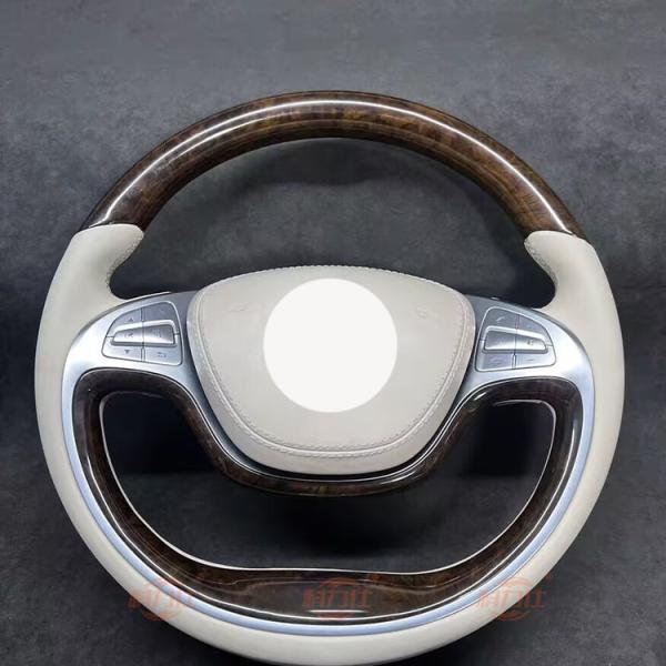 B-enz steering wheel modified with genuine leather carbon fiber peachwood AGLES grade