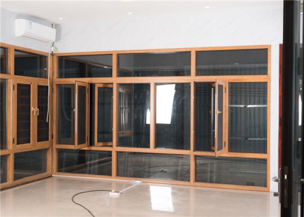 Yellow Brown Aluminium Frame Glass Window And Doors Air Proof Flush Design