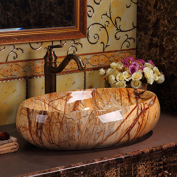 Роскошные санитарные принадлежности винтажные элегантные красочные столешницы ванная раковина Мраморный раковина