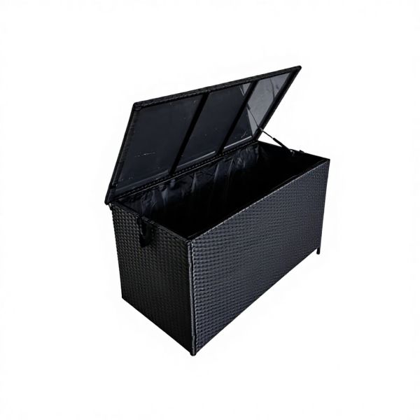 Garden Storage Box with Lid (124x14x59cm) Wicker Chest for Home Organization Blanket Toy & Clothes Storage & Decor