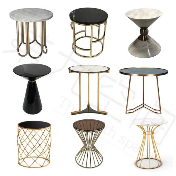 Versatile Upholstery Polygon Wire Table Rock Plate Table With Stainless Steel Gilt