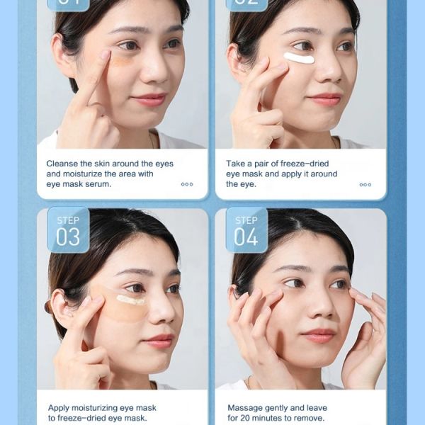 OEM Custom Blue Copper Prptides Freeze Dried Eye Mask China Factory Hyaluronic Acid Peptide Removes Dark Circles Whiten Eye