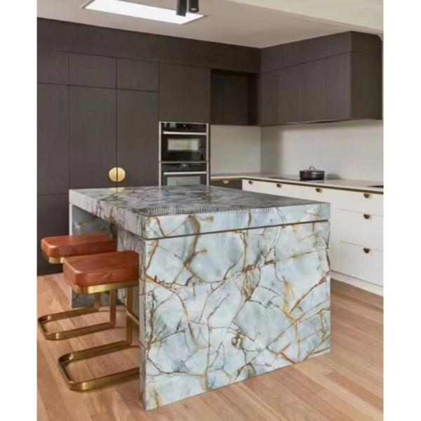 Blue Roma Quartzite Big Slab Suitable for Hotel Interior Wall and Kitchen Countertop