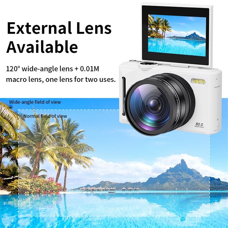 Retro 5K Video Digital Camera With Optical Zoom Anti Shake 3 Inch Flip Screen Vlog CMOS Camera Support External Lens for Vlog