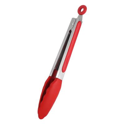 9 Inch Silicone BBQ Grill Tong Non Stick Barbecue Clamp Stainless Salad Tongs