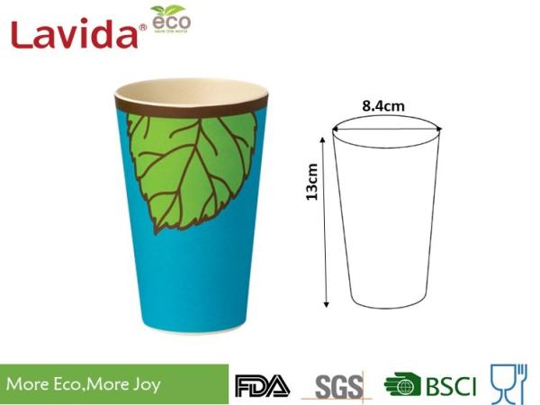 Blue And Green Color Bamboo Fiber Travel Mug Single Use Environmental Friendly