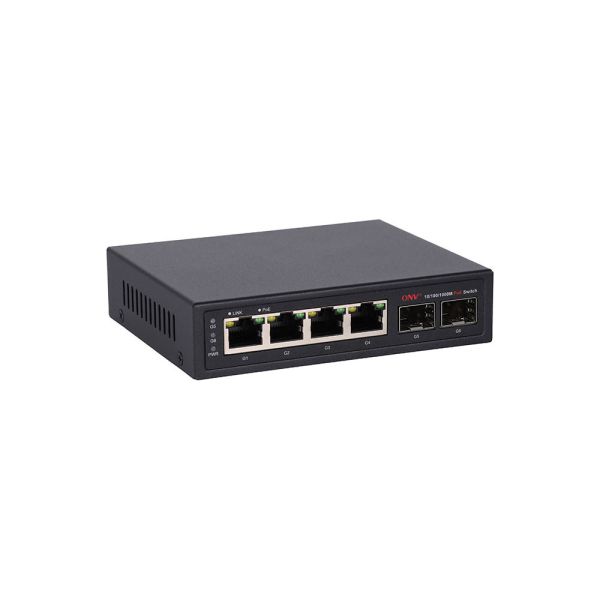 6 Port Gigabit PoE Switch With 30W PoE Per Port And Gigabit Uplink SFP Ports