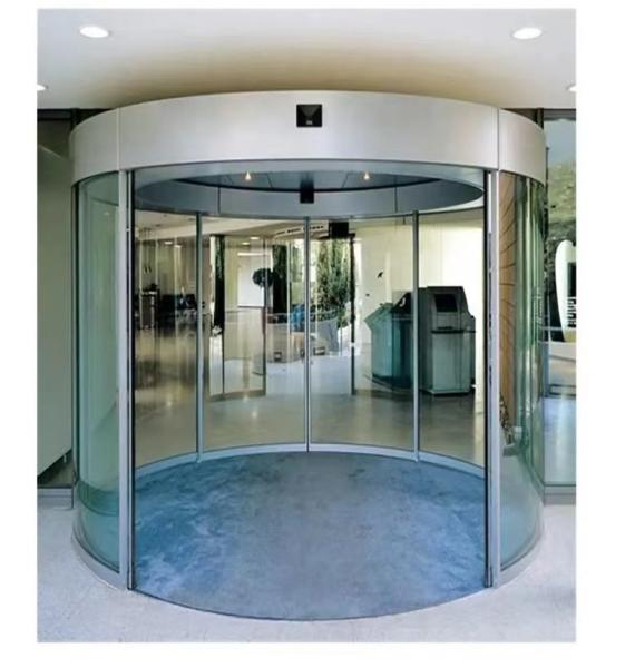 AC220/50Hz Automatic Revolving Door with Hair Lines Stainless Steel