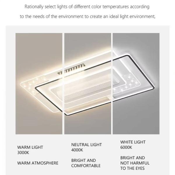 128W Full Spectrum Eye Protection Leafless LED Ceiling Fan Light For Dining Room