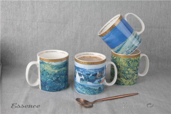 20 Oz Ceramic Stoneware Mugs , Exquisite Printing Drink Ware Porcelain Coffee Cup