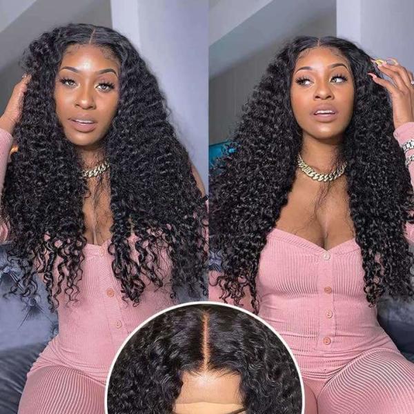 Shiny Black Natural Curly Silk Top Full Lace Human Hair Wigs