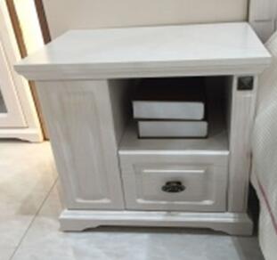 Bedroom White Wooden Bedside Table / Left Side Small Bedside Drawers