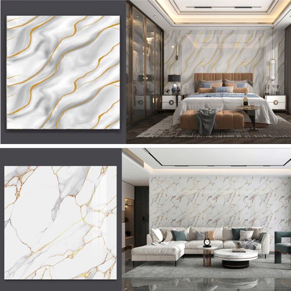 High Gloss Marble Effect PVC Laminate Film Custom Thickness for Architectural Surface