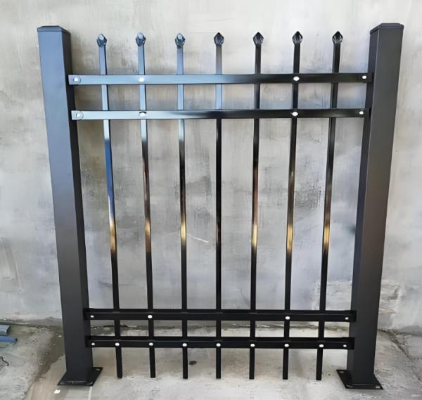 6FT High Black Powder Coated Metal Tubular Steel Fence