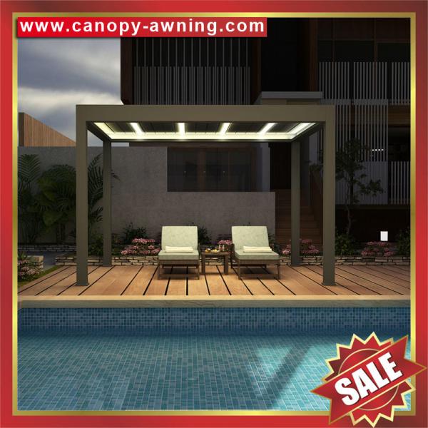 outdoor backyard Modern Aluminium Motorized Opening louvered shutter Roof Pergola for sale