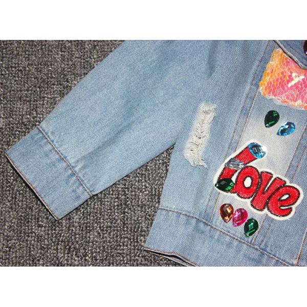 Spring 80CM 31.5in Childrens Jean Personalised Denim Jacket With Frosted Hole