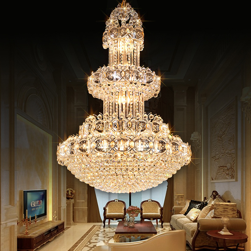 Huge Crystal Ball Ceiling Lamp Villa Hotel Living Room Luxury Chandelier