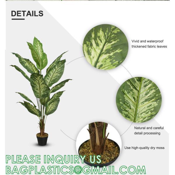 Artificial Green Dieffenbachia Plant 2 Pack - Faux Indoor Plant Spray - EverGreen Greenery For Home Or Office Decor