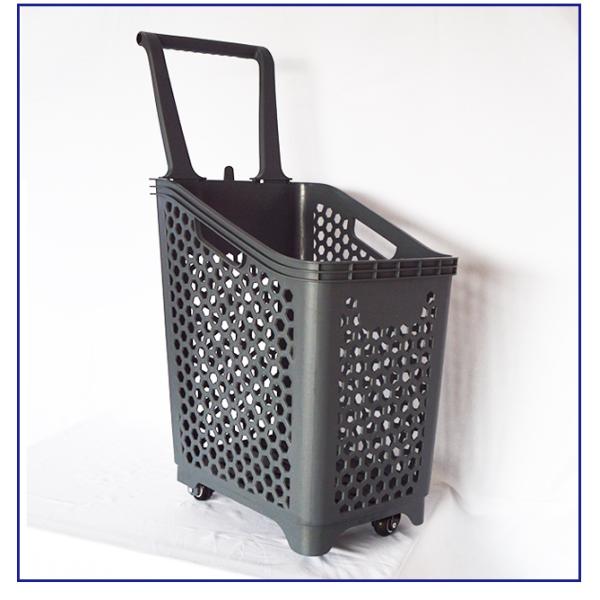 4- Cesta de compras gris del supermercado de las ruedas, cestas de compras al por menor más grandes