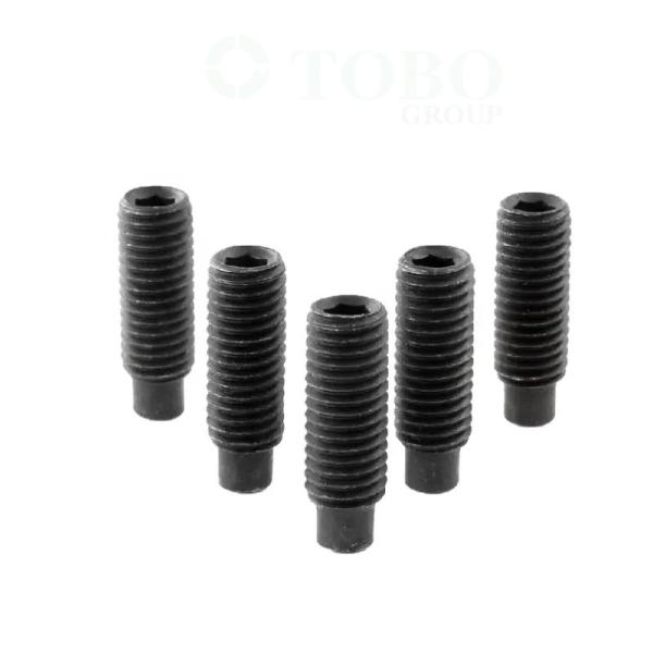 DIN915 o aço de liga preto do óxido 45H da categoria 12,9 encanta os parafusos da larva do soquete com ponto do cão
