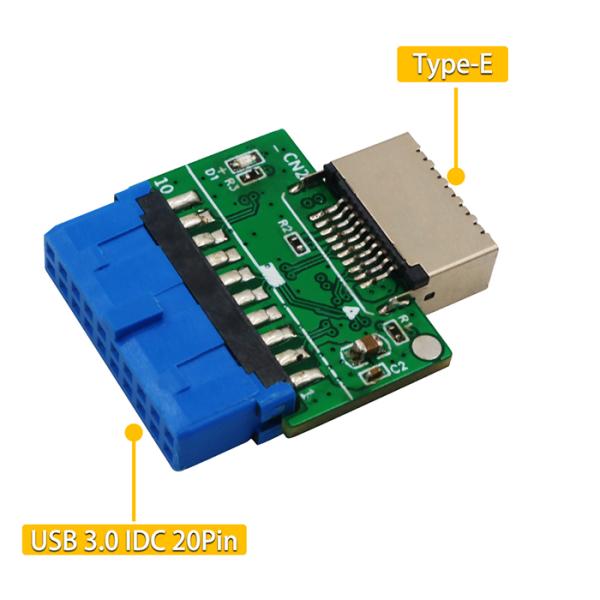 Вертикальный тип-E ключа- USB 3,1 к переходнику расширения заголовка 20Pin USB 3,0 мужскому