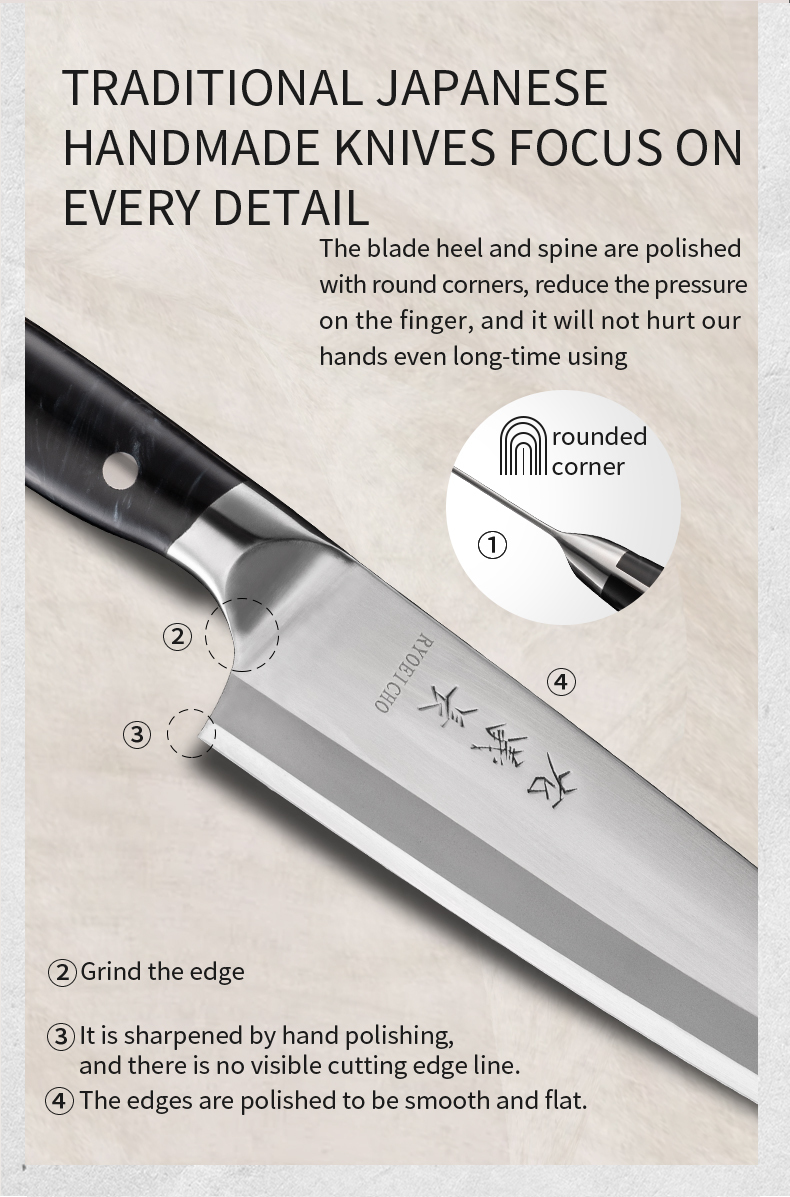S42025 High Nitrogen Stainless Steel Gyuto Knife Hand-Forged Japanese Style Chef’s Knife