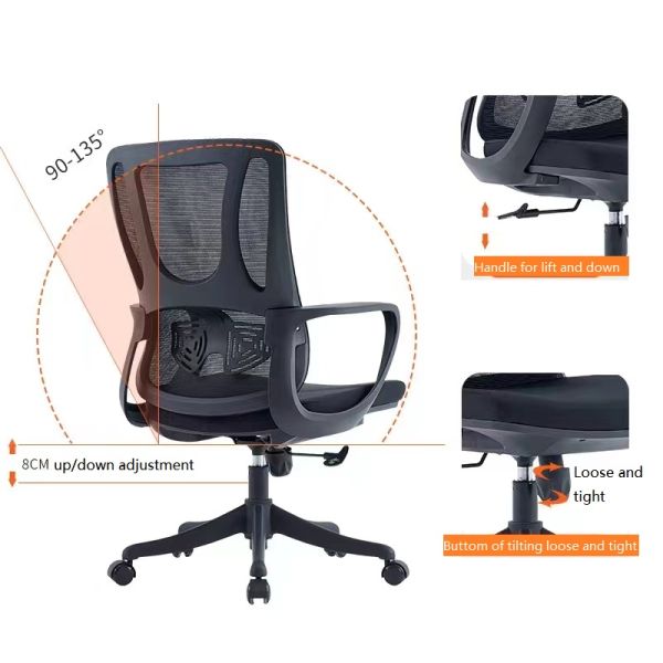 High Back Mesh Staff Chair Revolving Modern For Office Meeting