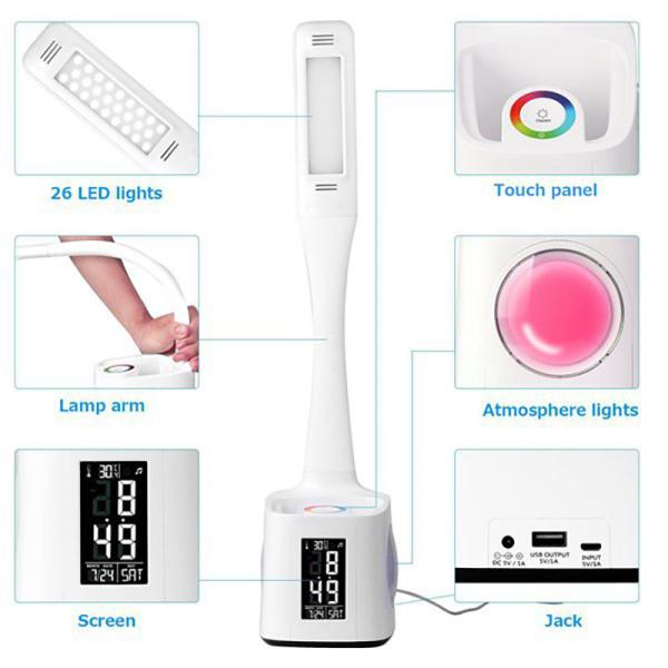 256RGB White LED Desk Lamp 13KG Clock Led Calendar Table Lamp For Office