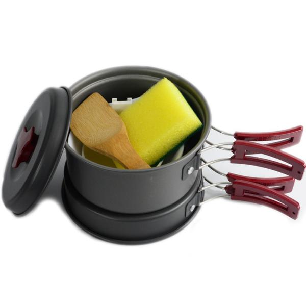 Outdoor Aluminum Die Cast Cookware Portable Folding Camping Pot Set Aluminum Material