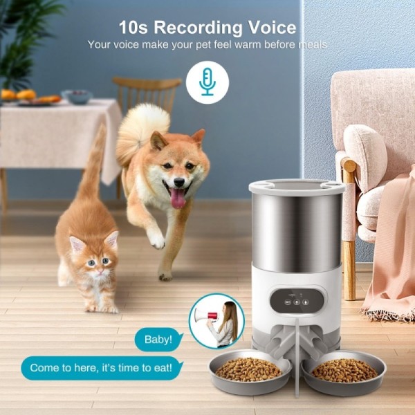 Automatic WiFi Remote Control Smart Pet Feeder With 4.5L Stainless Steel Bowl
