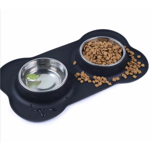 Acero inoxidable Cat Bowl Meal Pad Portable del perro casero del silicón