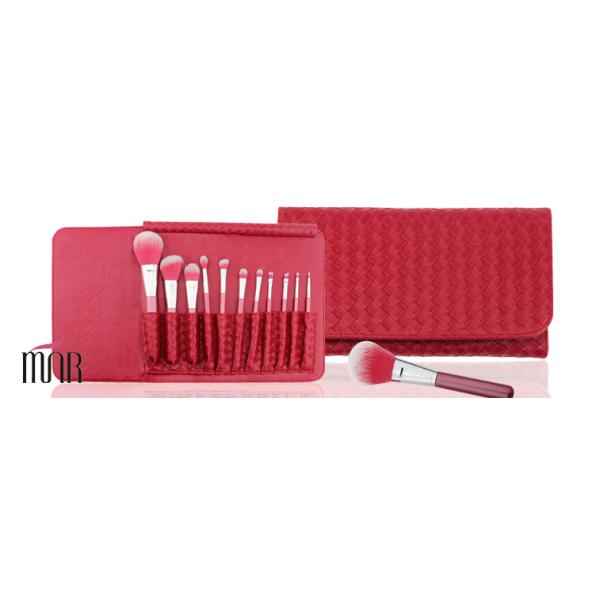 Beautiful Travel Professional Makeup Brush Set 11 Piece With Nylon Hair Red Color