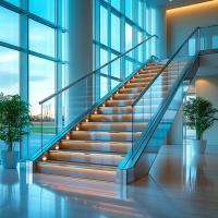 Strong Stainless Steel Handrails with 12mm Side Steel Thickness for Glass Railings
