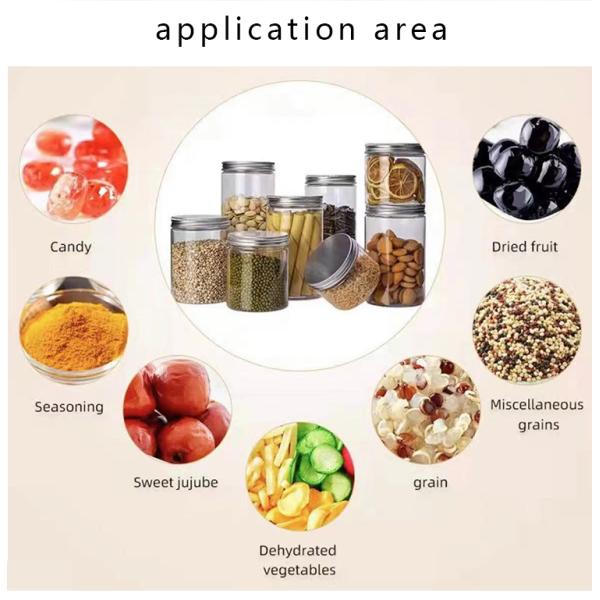 Нет утечки 250 мл 350 мл пластиковая банка для печенья и конфеты с алюминиевой крышкой