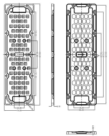 Теплоотвод модуля 160lm/W 12V 50W уличного света степени SMD3030 80x150 солнечный