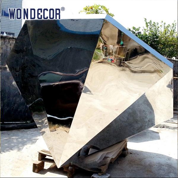 Large abstract stainless steel irregular sculpture outdoor