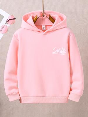 Pink Kids Hoodies Sweatshirts 100%Cotton 380gsm For Solid Pattern