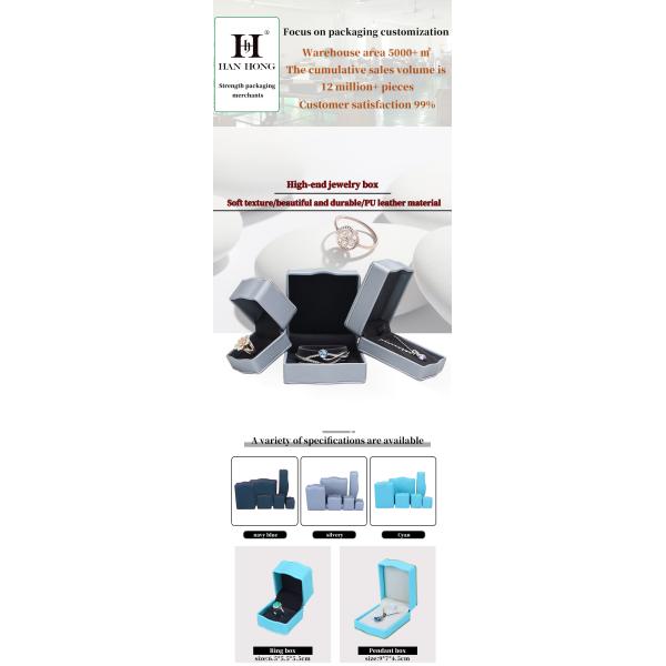 Lujo elegante personalizado caja de joyería de cuero para el collar y los aretes de embalaje