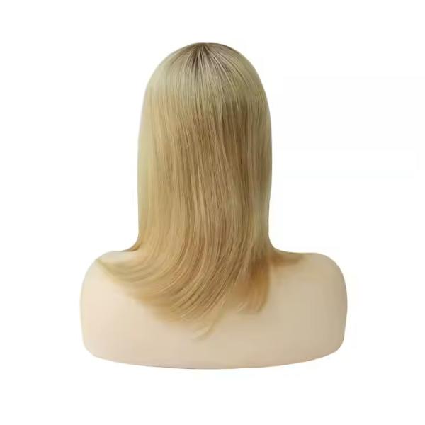 100% European Virgin Hair women Mono hair topper natural color double drawn full end full coverage mono wefted Topper