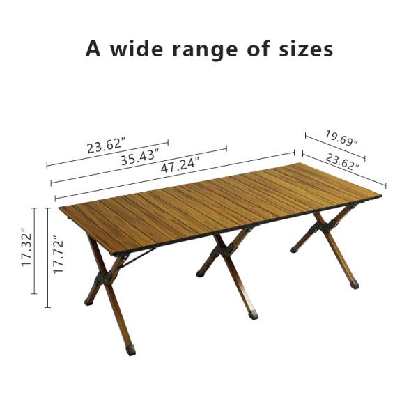 Aluminum Roll Up Camping Table 30kg Capacity 5.5kg Weight
