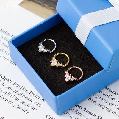 Women Stainless Steel Body Piercing Jewelry Zircon Septum Clicker Hoop ODM