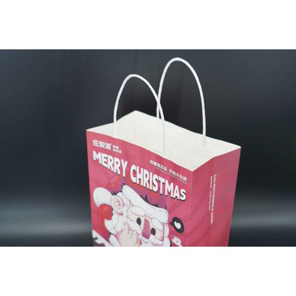 OEM / ODM Eco Friendly Paper Kraft Bags Printing For Christmas Party