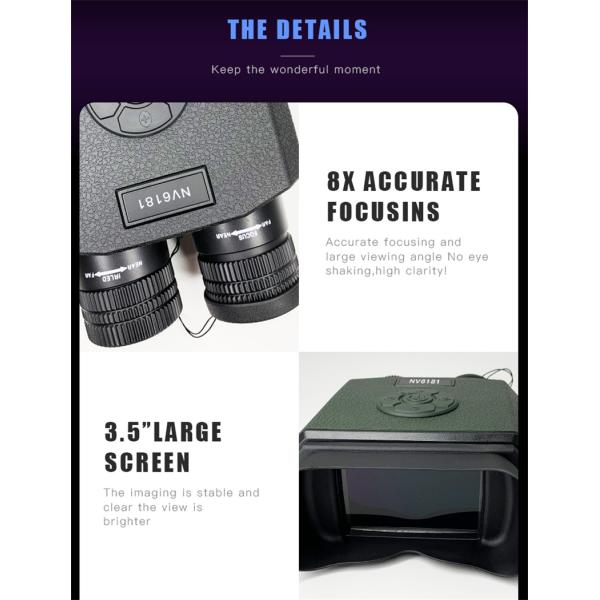 35mm 8X35 Night Vision Binoculars For Day And Night 200m Digital Recording