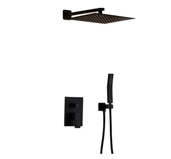Electroplate Matte Silver Concealed Bath Shower Mixer Tap