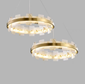 El colgante de gama alta del efecto de mármol de cobre amarillo H65 enciende la luz suave y nebulosa L950*W350