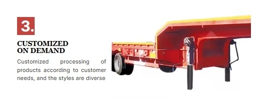 Low Bed Semi Trailer with Ramp 4 3 Axles 40FT 100t Heavy Duty Flatbed Lowboy Truck Trailer